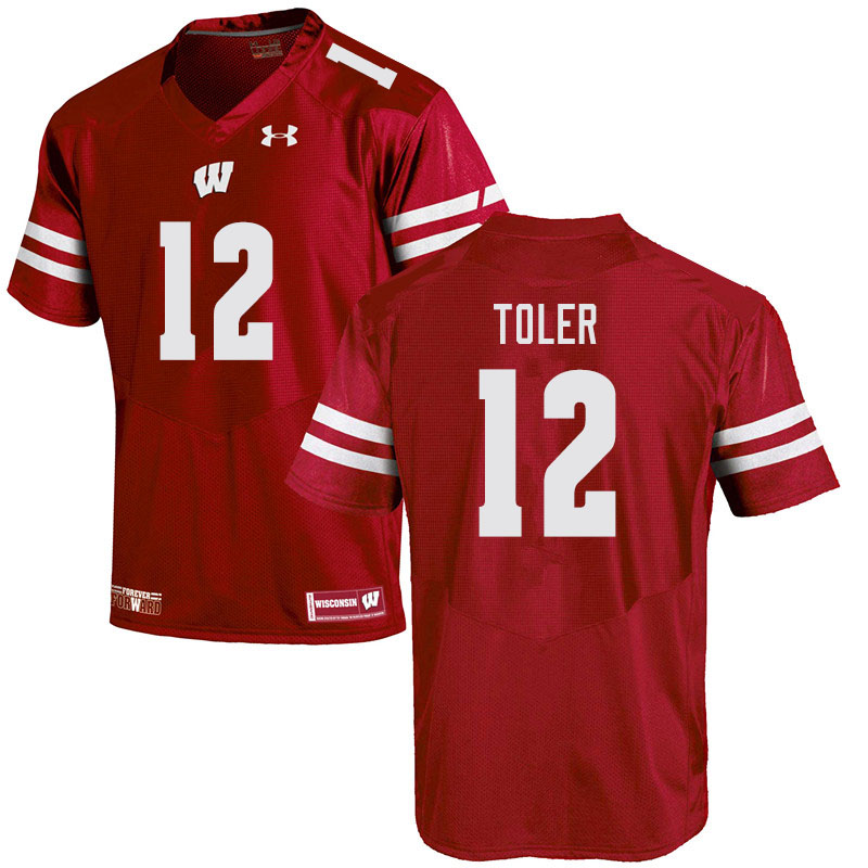 Men #12 Titus Toler Wisconsin Badgers College Football Jerseys Sale-Red